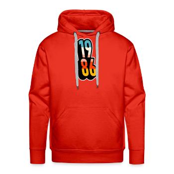 1986 Retro Stripes - Men's Premium Hoodie - red - Front - Liam (192cm)