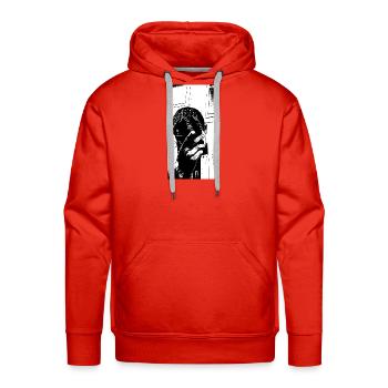 Braided Silence Portrait Mono - Men's Premium Hoodie - red - Front - Liam (192cm)