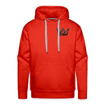 Mono Crown | Black Metallic Geometric Chest Logo - Men's Premium Hoodie - red - Front - Liam (192cm)