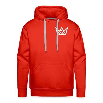 Mono Crown | white Metallic Geometric Chest Logo - Men's Premium Hoodie - red - Front - Liam (192cm)