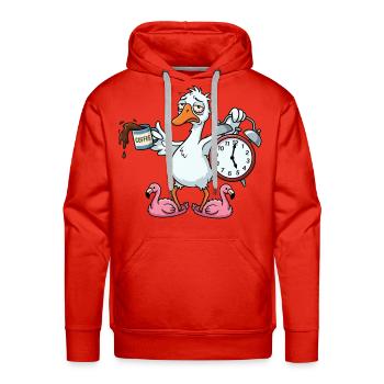 Drowsy Duck Alarm Coffee Chaos - Men's Premium Hoodie - red - Front - Liam (192cm)