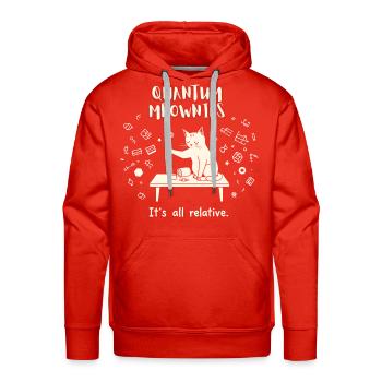 Quantum Meowonics: It's All Relative - Men's Premium Hoodie - red - Front - Liam (192cm)