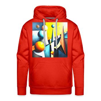 Abstraction géométrique vive - Molleton à capuche Premium pour homme - rouge - Devant - Liam (192cm)