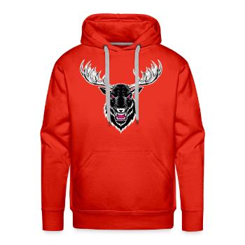 Angry Moose Elk Reindeer Mascot Sports Gaming Logo - Men's Premium Hoodie - red - Front - Liam (192cm)