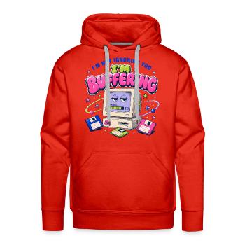 Buffering Buddy: Retro Computer - Men's Premium Hoodie - red - Front - Liam (192cm)