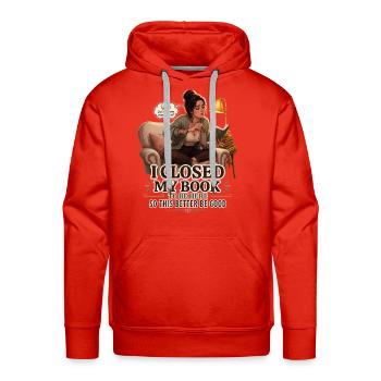 Cozy Bookworm Moment on Sofa - Men's Premium Hoodie - red - Front - Liam (192cm)