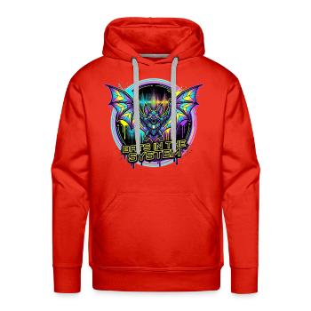 Neon Bat System Emblem - Men's Premium Hoodie - red - Front - Liam (192cm)