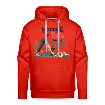 Namaste in Bed Like My Bulldog - Men's Premium Hoodie - red - Front - Liam (192cm)
