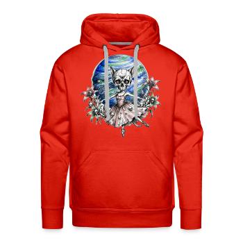 Gothic Cat Skull Ballerina - Cosmic Dark Fantasy - Men's Premium Hoodie - red - Front - Liam (192cm)