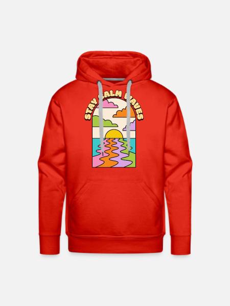 STAY CALM WAVES - Men's Premium Hoodie - red