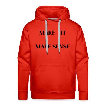 MAKE IT MAKE SENSE (BLACK PRINT) - Men's Premium Hoodie - red - Front - Liam (192cm)