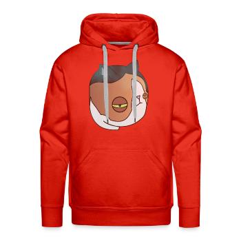 Sleepy Cat Face Illustration - Men's Premium Hoodie - red - Front - Liam (192cm)