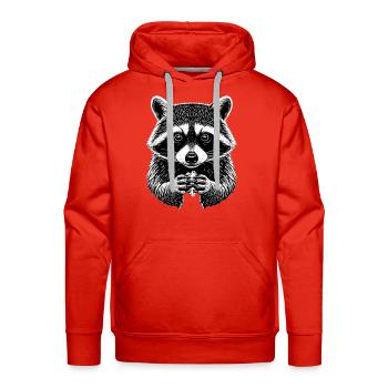 Raccoon Engraved Mono Charm - Men's Premium Hoodie - red - Front - Liam (192cm)