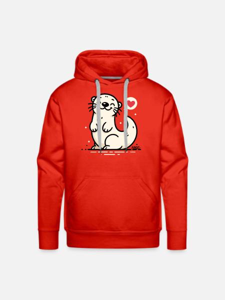 Lovable Otter Heart Chat - Men's Premium Hoodie - red