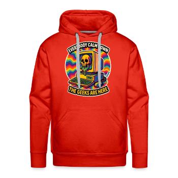Geeks Are Here Retro Computer - Men's Premium Hoodie - red - Front - Liam (192cm)