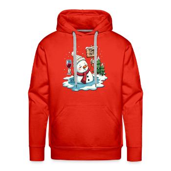 Time Out Snowman in Winter Scene - Men's Premium Hoodie - red - Front - Liam (192cm)