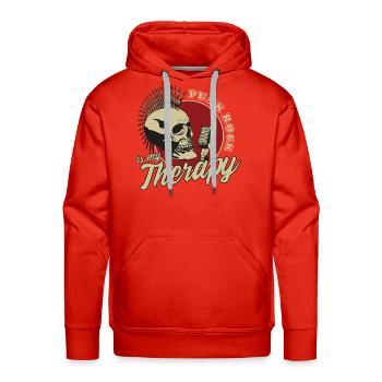 Punk Rock Is My Therapy Vintage Punk Skull - Men's Premium Hoodie - red - Front - Liam (192cm)