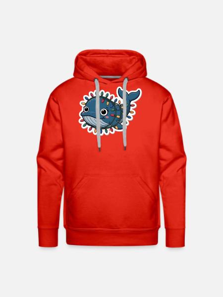 Whale in Christmas Lights - Men's Premium Hoodie - red