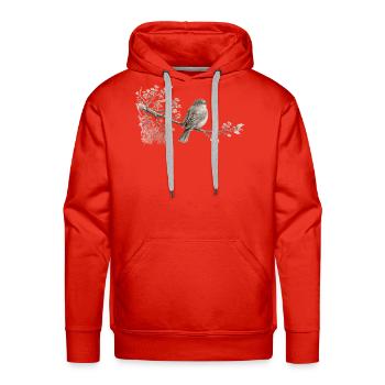 Small Songbird on Branch – Monochrome Nature - Men's Premium Hoodie - red - Front - Liam (192cm)