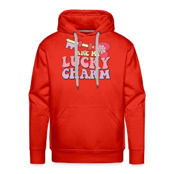 Lucky charm of love  - Men's Premium Hoodie - red - Front - Liam (192cm)