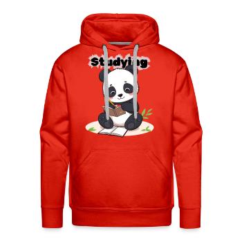 Hard Working Panda - Studying Time Mode - Men's Premium Hoodie - red - Front - Liam (192cm)