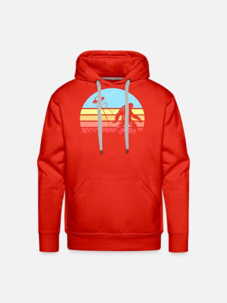 Bigfoot UFO Sunset - Men's Premium Hoodie - red