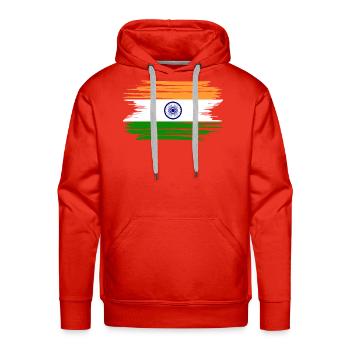 Distressed India Flag IN - Men's Premium Hoodie - red - Front - Liam (192cm)