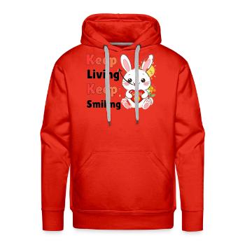 Keep Living Keep Smiling - Cute Bunny Hoodie - Men's Premium Hoodie - red - Front - Liam (192cm)