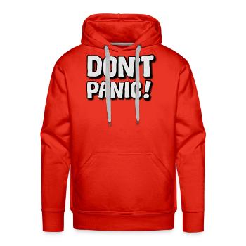 Dont Panic Bold Typography Poster - Men's Premium Hoodie - red - Front - Liam (192cm)