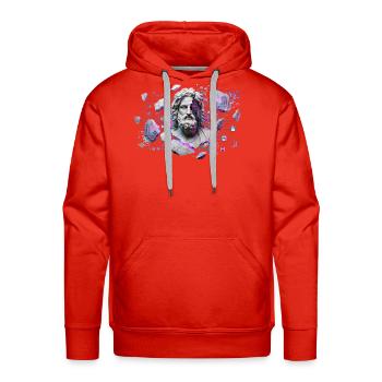 Marble Sage in Neon Circuit - Men's Premium Hoodie - red - Front - Liam (192cm)