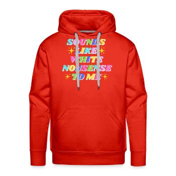 Vibrant Rainbow Retro Text Tee - Men's Premium Hoodie - red - Front - Liam (192cm)