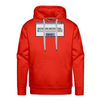 Retro Pixel Art Installing Motivation 1% - Men's Premium Hoodie - red - Front - Liam (192cm)
