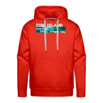 Fire Island groovy blues greens water taxi ferry  - Men's Premium Hoodie - red - Front - Liam (192cm)