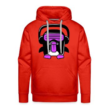 Party Music Dj Penguin Headphone Sunglasses Cheeky - Men's Premium Hoodie - red - Front - Liam (192cm)