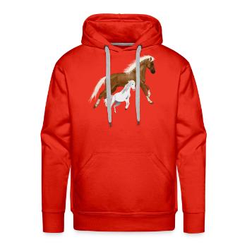 Mare and White Foal Horse Art - Men's Premium Hoodie - red - Front - Liam (192cm)