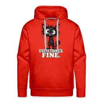 Everything’s Fine Cat - Men's Premium Hoodie - red - Front - Liam (192cm)