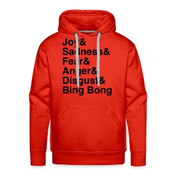 Inside Out List (Bing Bong Variant Flocked print) - Men's Premium Hoodie - red - Front - Liam (192cm)