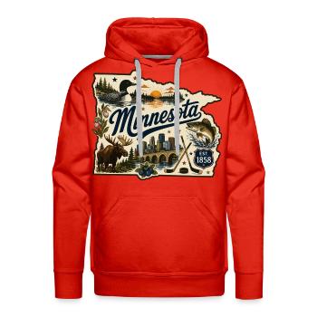 Minnesota Land of 10000 Lakes Vintage Sticker - Men's Premium Hoodie - red - Front - Liam (192cm)