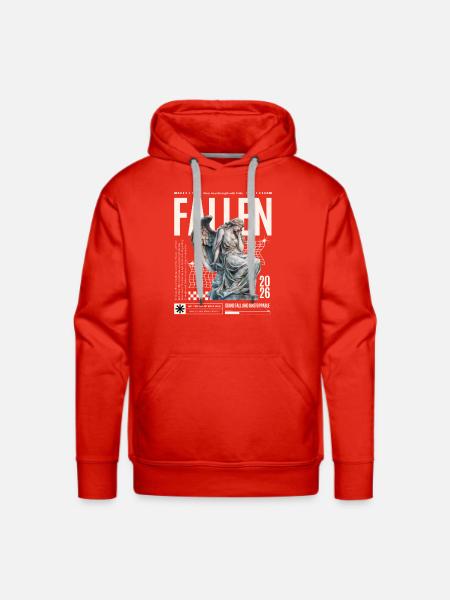 Fallen Angel Grid Retro Collage 2026 - Men's Premium Hoodie - red
