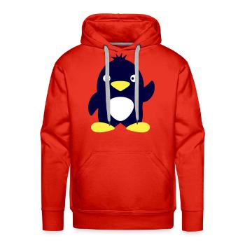 Cute Penguin Small Waving Greeting South Pole Bird - Men's Premium Hoodie - red - Front - Liam (192cm)