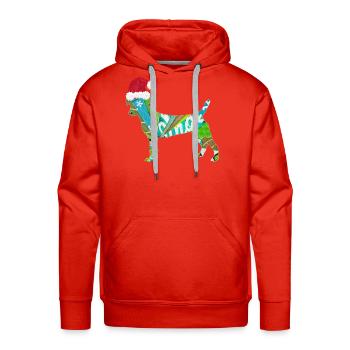 Mixed media collage art DOG PUPPY in Santa Hat  - Men's Premium Hoodie - red - Front - Liam (192cm)