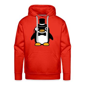 Penguin Gentleman Sir Mr. Top Hat Monocle Glasses - Men's Premium Hoodie - red - Front - Liam (192cm)
