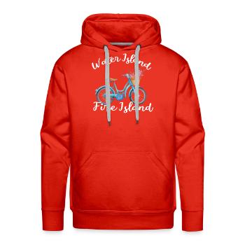 WATER ISLAND Fire Island watercolor bicycle LI NY  - Men's Premium Hoodie - red - Front - Liam (192cm)