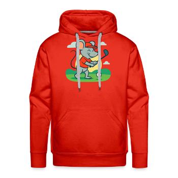 Mouse golf player - Men's Premium Hoodie - red - Front - Liam (192cm)