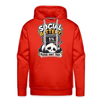 Social Battery Panda 1% - Men's Premium Hoodie - red - Front - Liam (192cm)