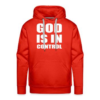 God Is In Control - Men's Premium Hoodie - red - Front - Liam (192cm)