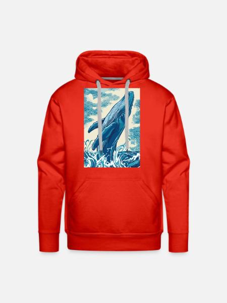 The Great Blue Whale - Men's Premium Hoodie - red