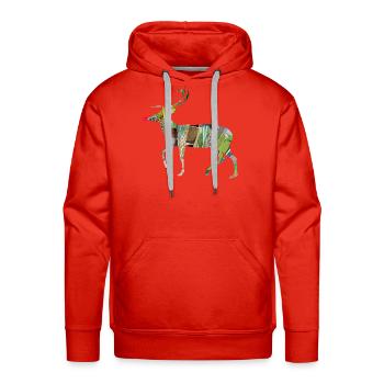 Colorful Reindeer Beautiful Mixed Media Collage - Men's Premium Hoodie - red - Front - Liam (192cm)