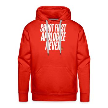 Shoot First Apologize Never Basketball Shooter - Men's Premium Hoodie - red - Front - Liam (192cm)