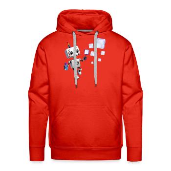 Robot blowing iridescent soap bubbles - Men's Premium Hoodie - red - Front - Liam (192cm)